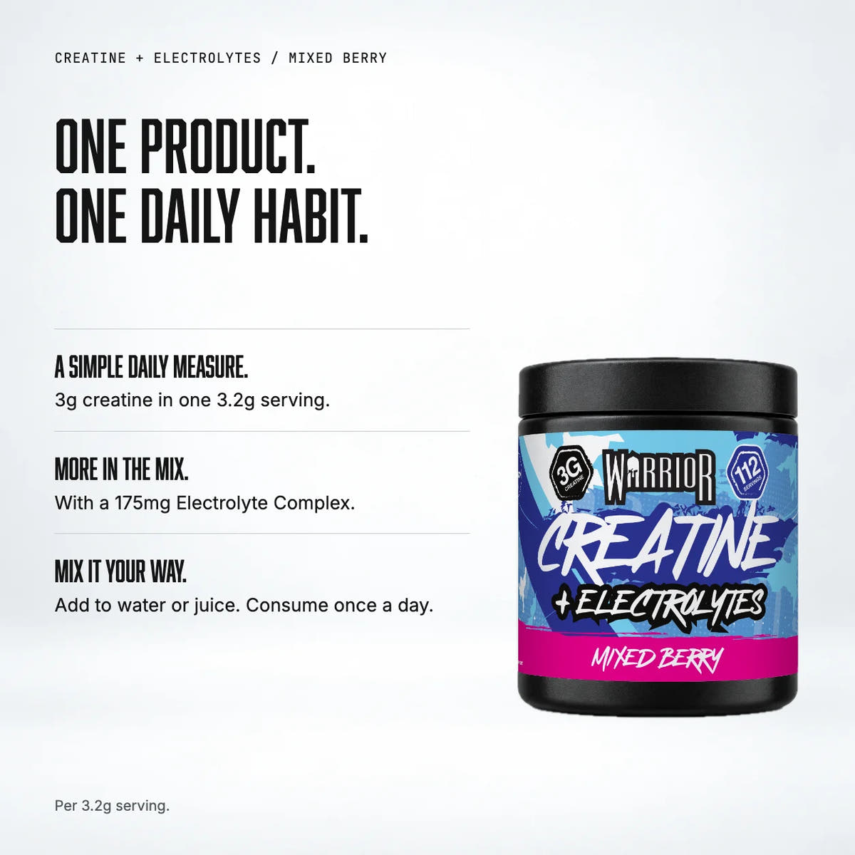 Warrior Creatine Plus Electrolytes, Mixed Berry: benefits