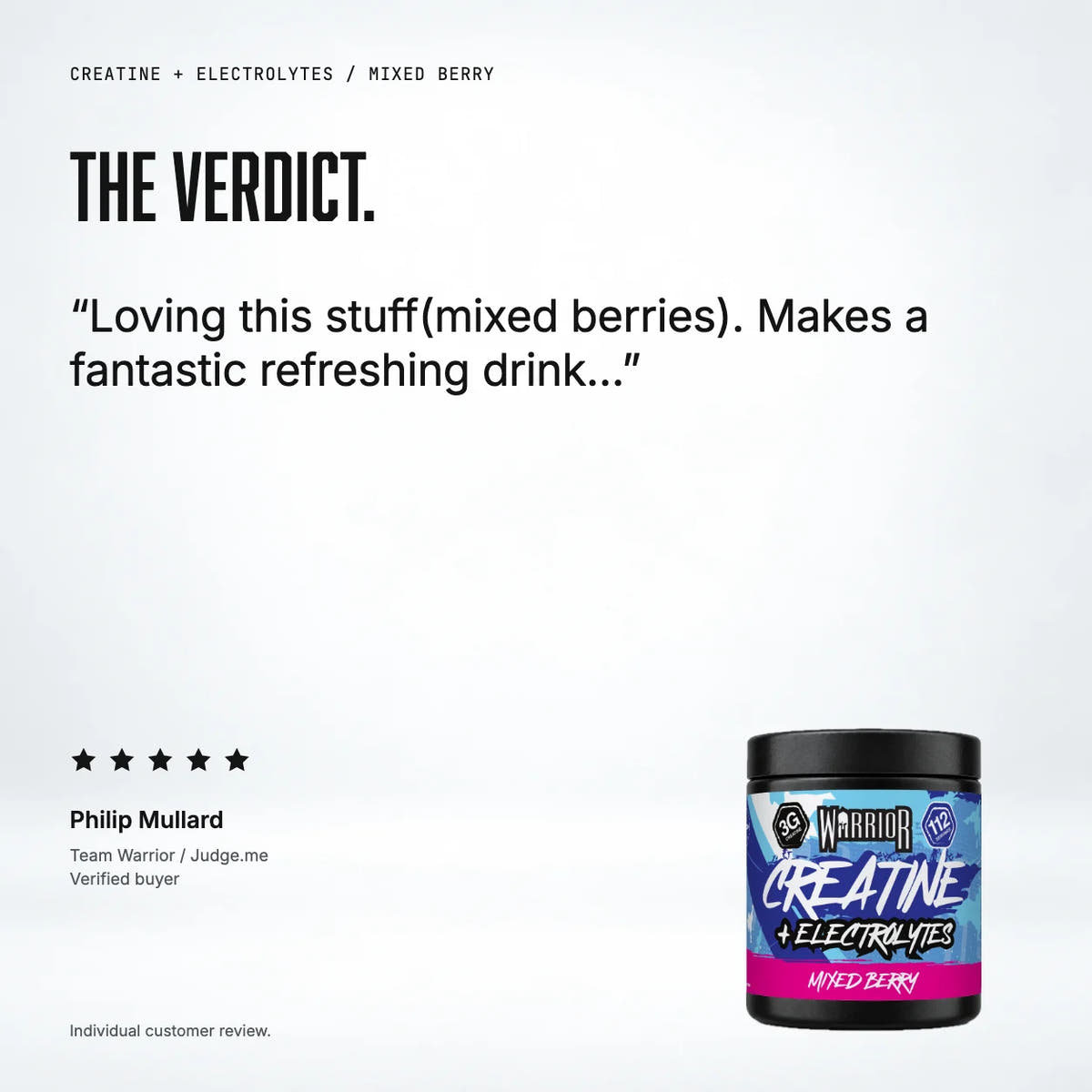 Warrior Creatine Plus Electrolytes, Mixed Berry: customer review
