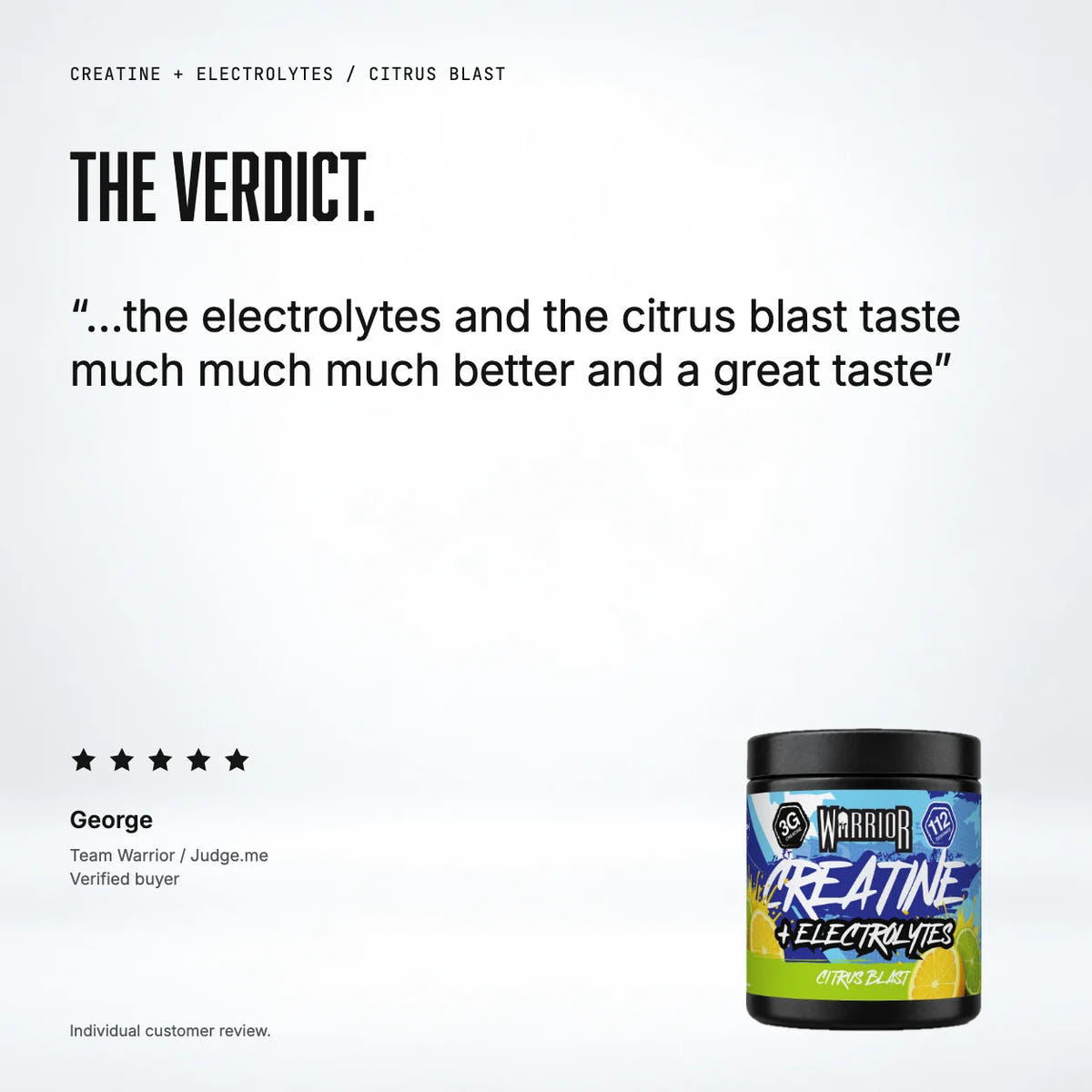 Warrior Creatine Plus Electrolytes, Citrus Blast: customer review