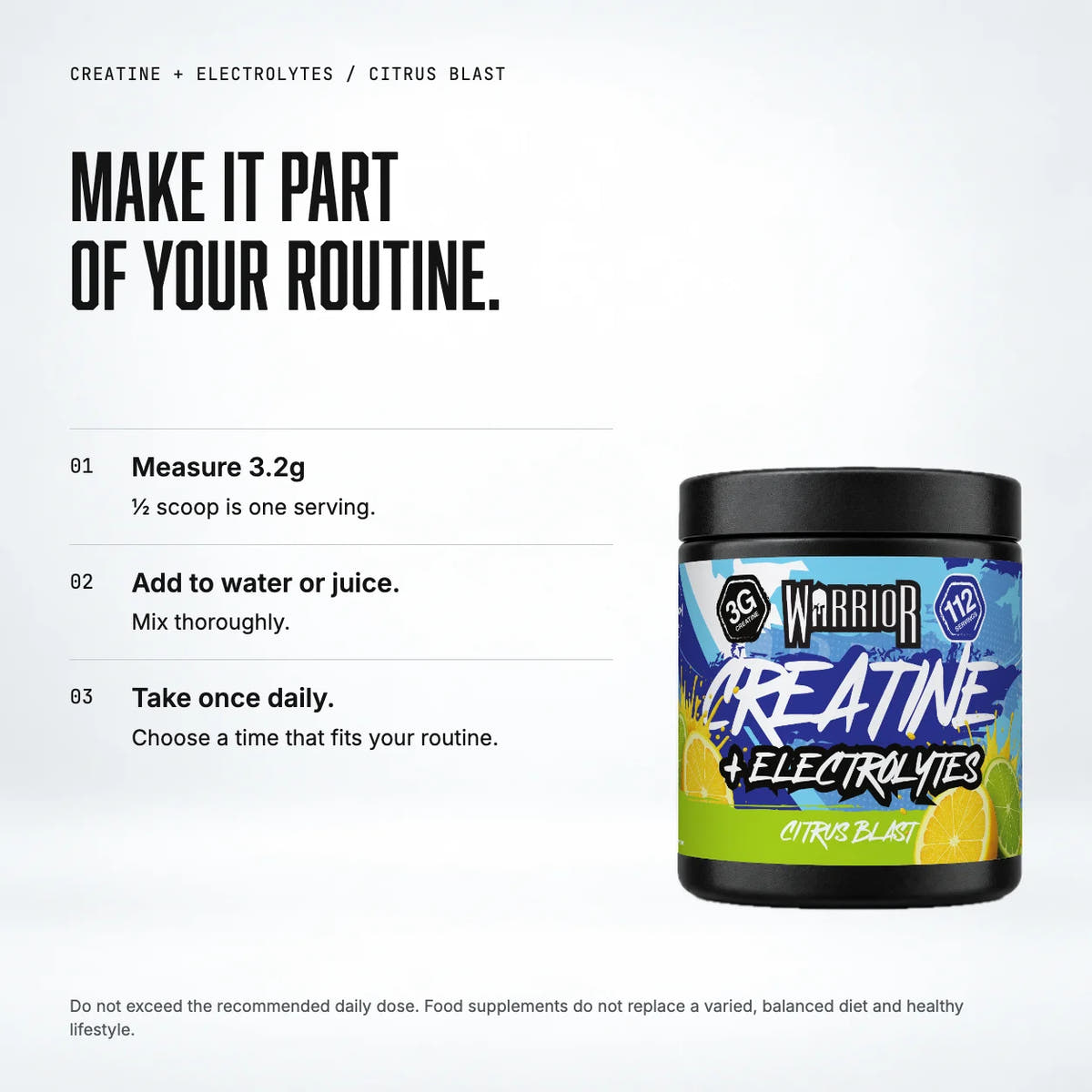 Warrior Creatine Plus Electrolytes, Citrus Blast: when to take