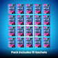 arrior Creatine + Electrolytes sachet pack layout showing 15 sachets included per box.