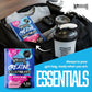 Warrior Creatine + Electrolytes sachet placed inside a gym bag with shaker, towel, and workout gear. Text reads “Essentials – always in your gym bag,” emphasizing portability and convenience.