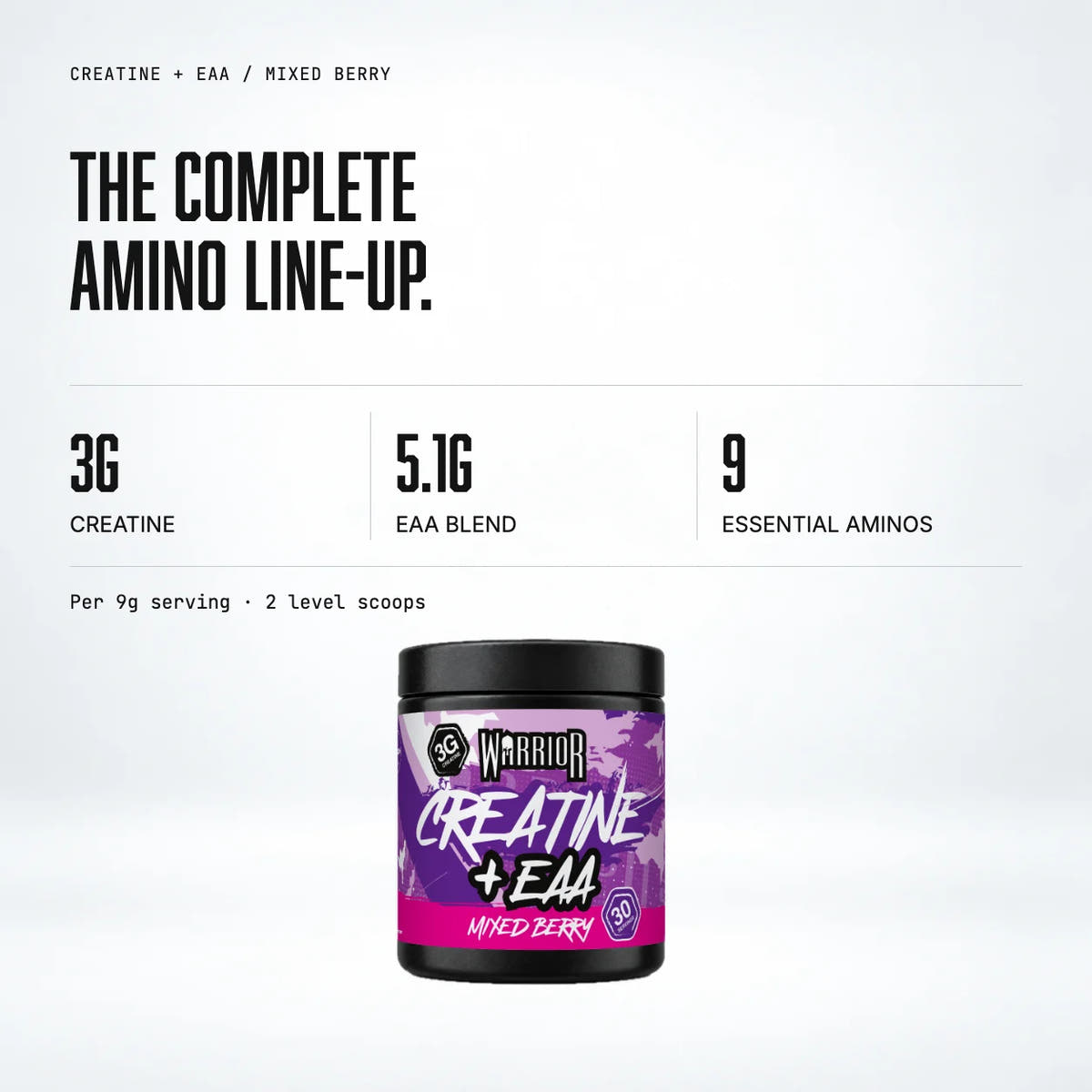 Warrior Creatine Plus EAA, Mixed Berry: macro callout