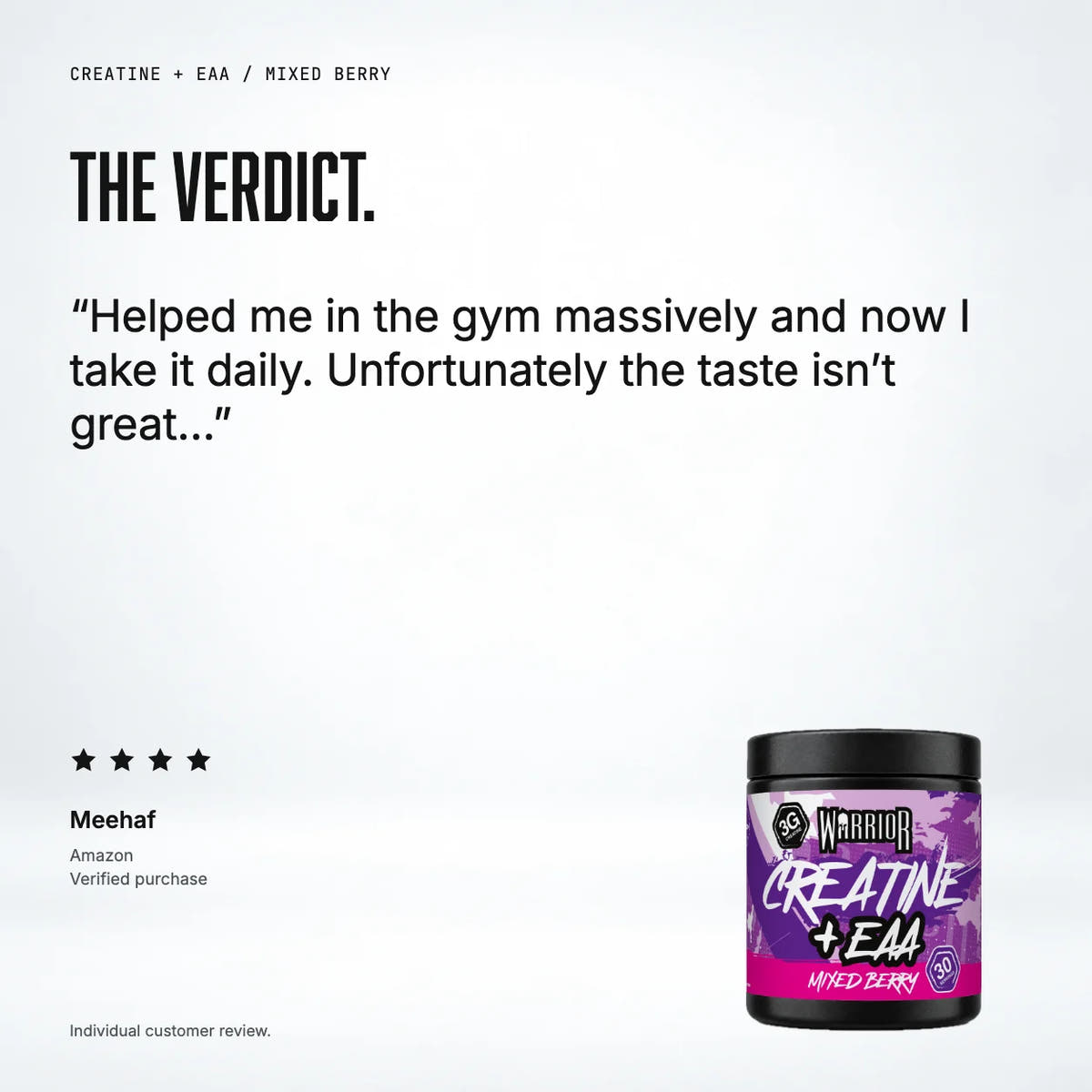 Warrior Creatine Plus EAA, Mixed Berry: customer review