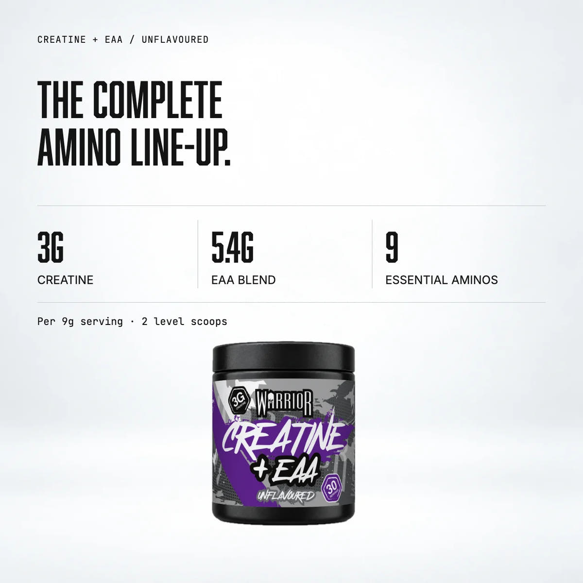Warrior Creatine Plus EAA (Unflavoured), Unflavoured: macro callout