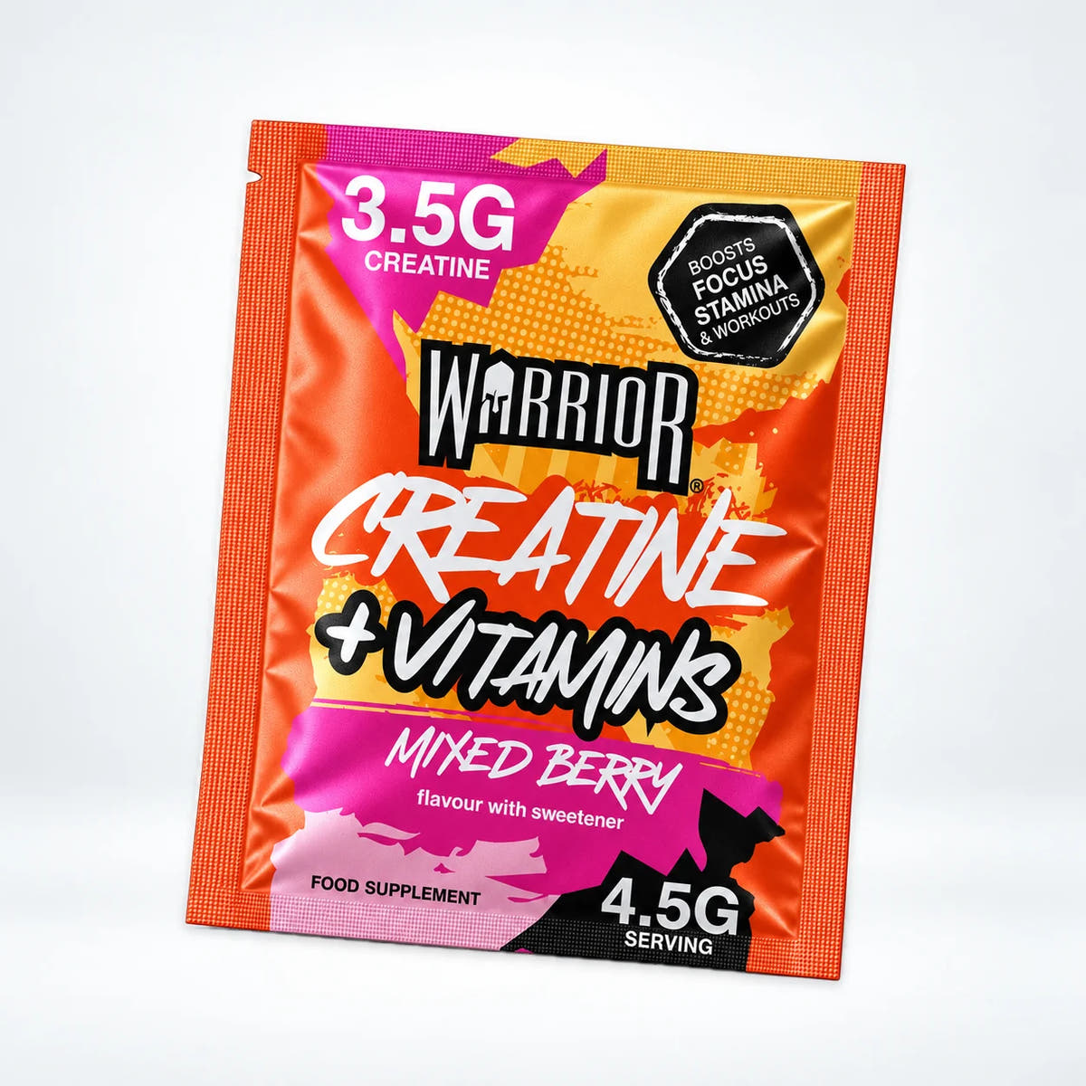 Warrior Creatine Plus Vitamins – 15 Sachet Pack (30 Servings), Mixed Berry: pack shot