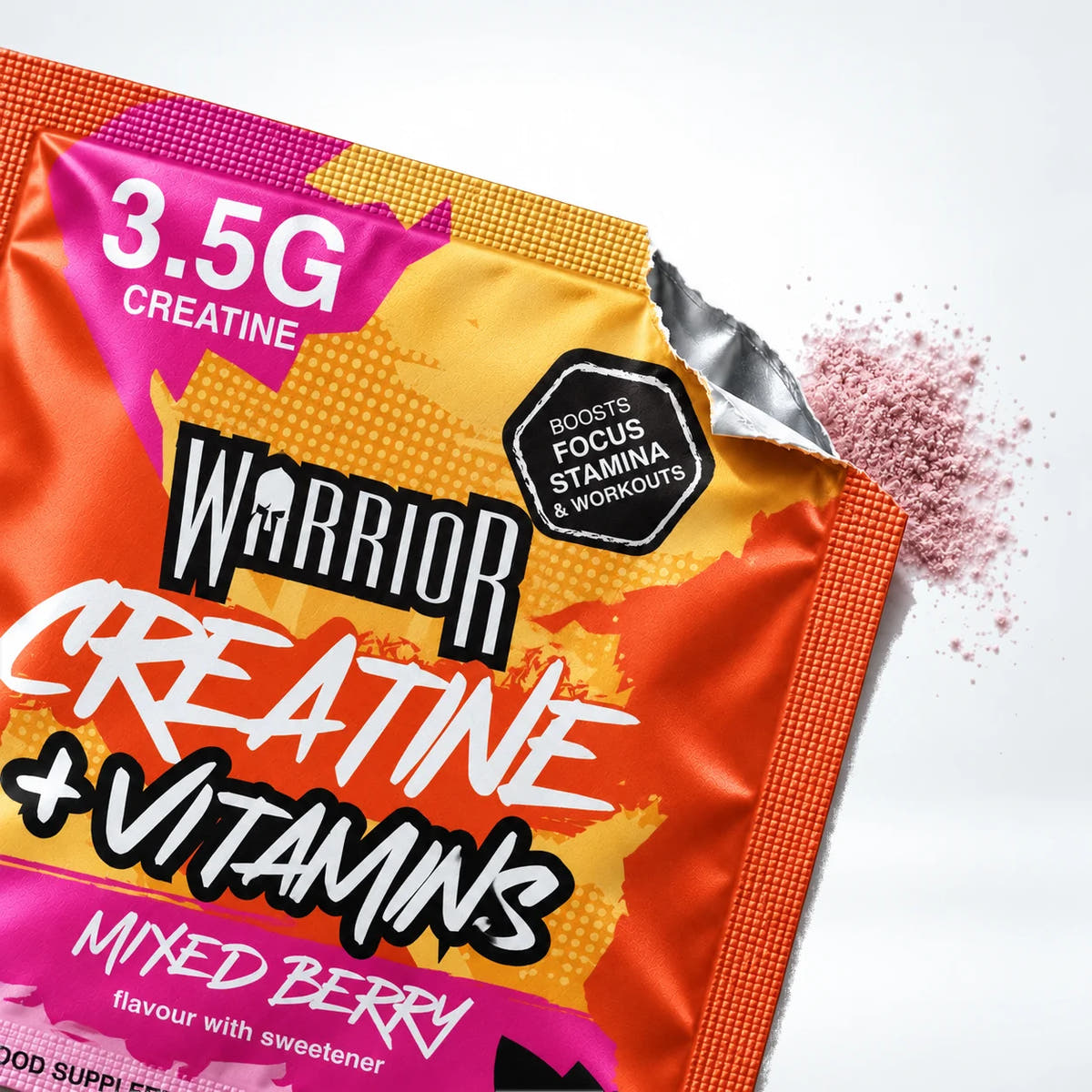 Warrior Creatine Plus Vitamins – 15 Sachet Pack (30 Servings), Mixed Berry: image