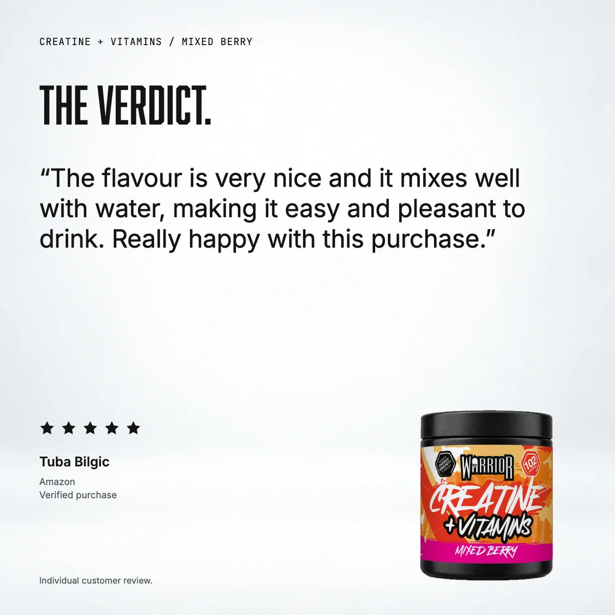 Warrior Creatine Plus Vitamins, Mixed Berry: customer review