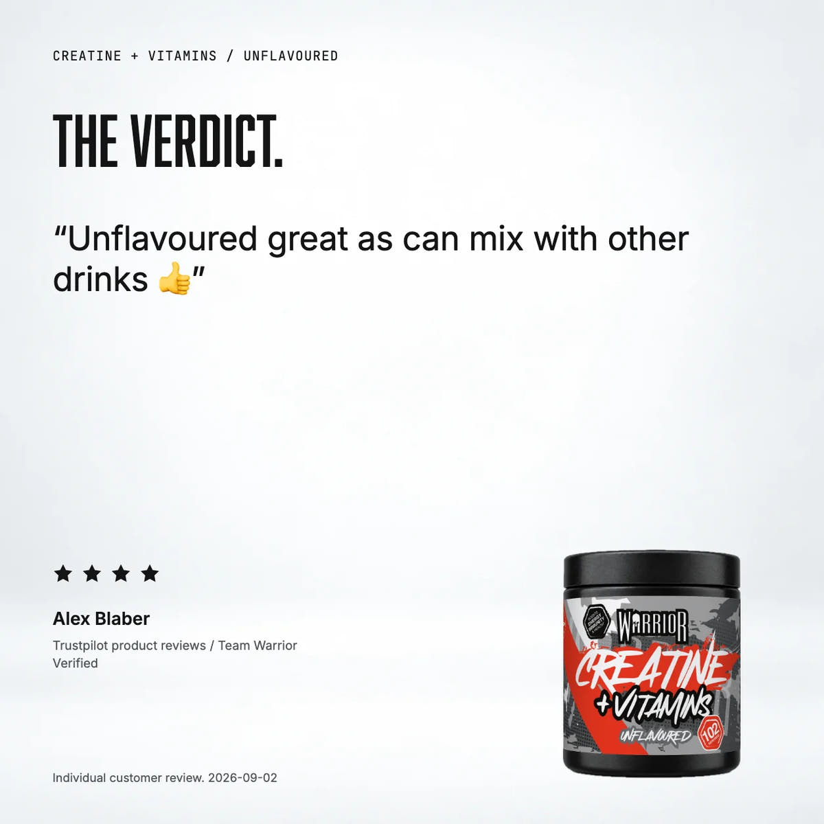 Warrior Creatine Plus Vitamins (Unflavoured), Unflavoured: customer review