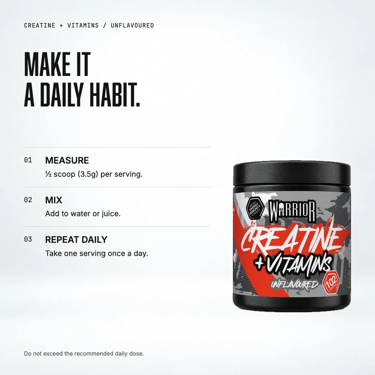 Warrior Creatine Plus Vitamins (Unflavoured), Unflavoured: when to take