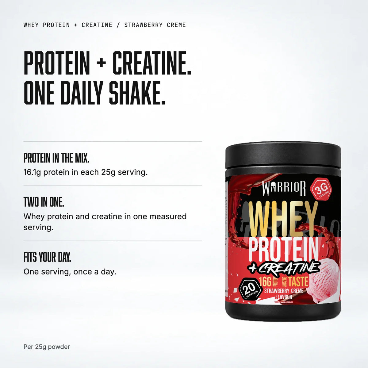 Warrior Whey Protein Plus Creatine, Strawberry Creme: benefits