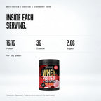 Warrior Whey Protein Plus Creatine, Strawberry Creme: macro callout