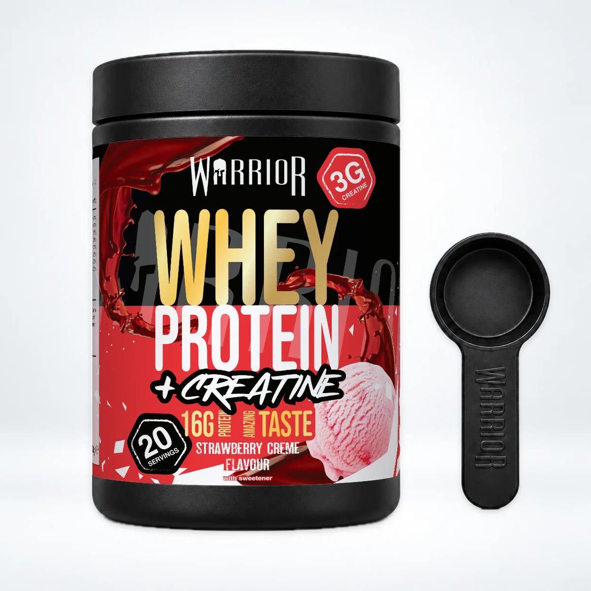 Warrior Whey Protein Plus Creatine, Strawberry Creme: pack shot