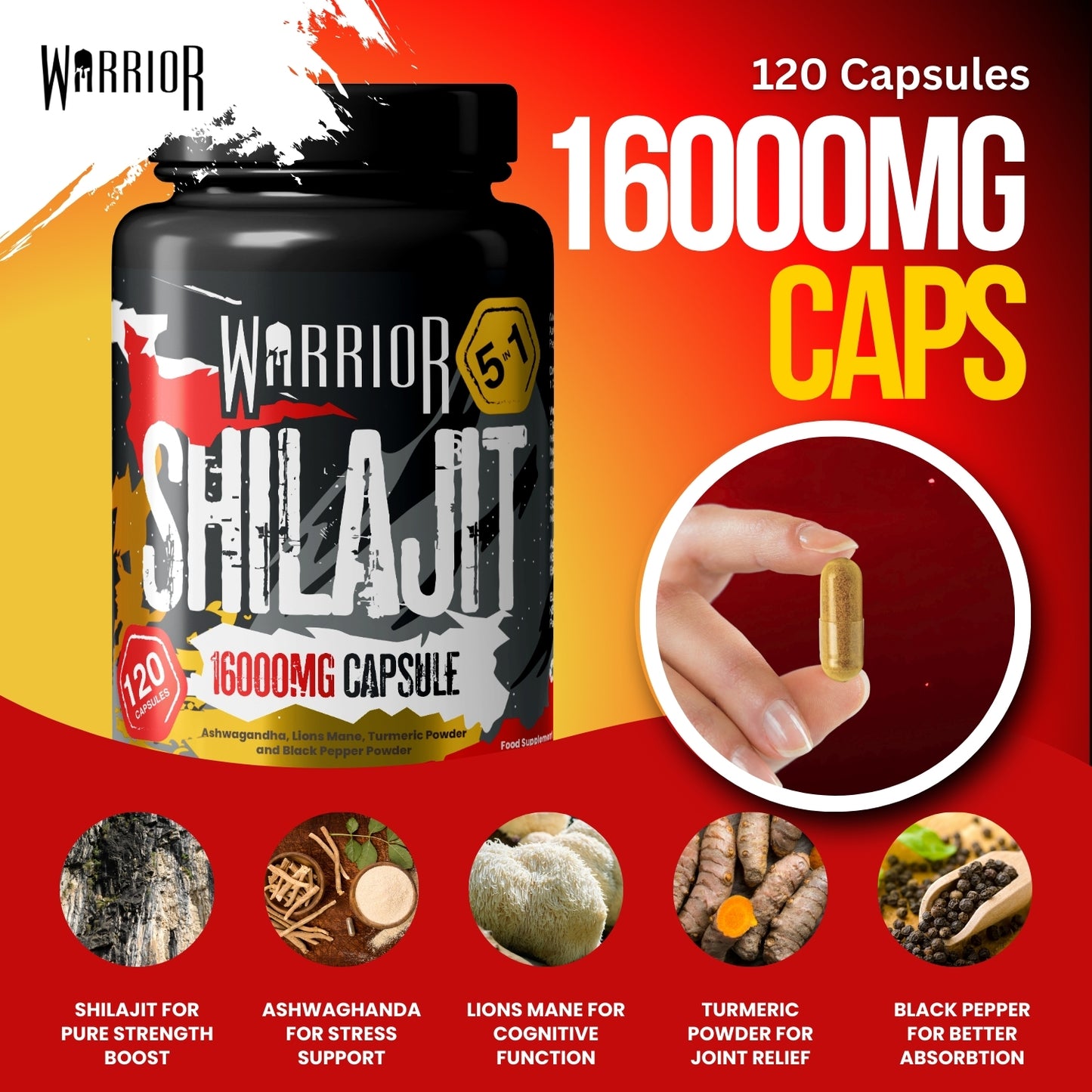 Warrior SHILAJIT Capsules - 120 Caps