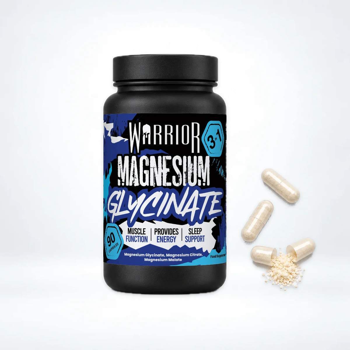 Warrior Magnesium Glycinate 3-in-1 Capsules, 90: pack shot
