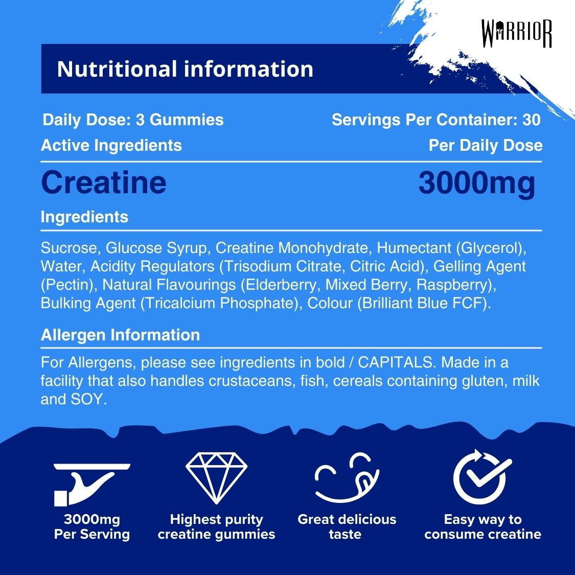 Warrior Creatine Monohydrate Gummies | 90 Gummies | 300mg