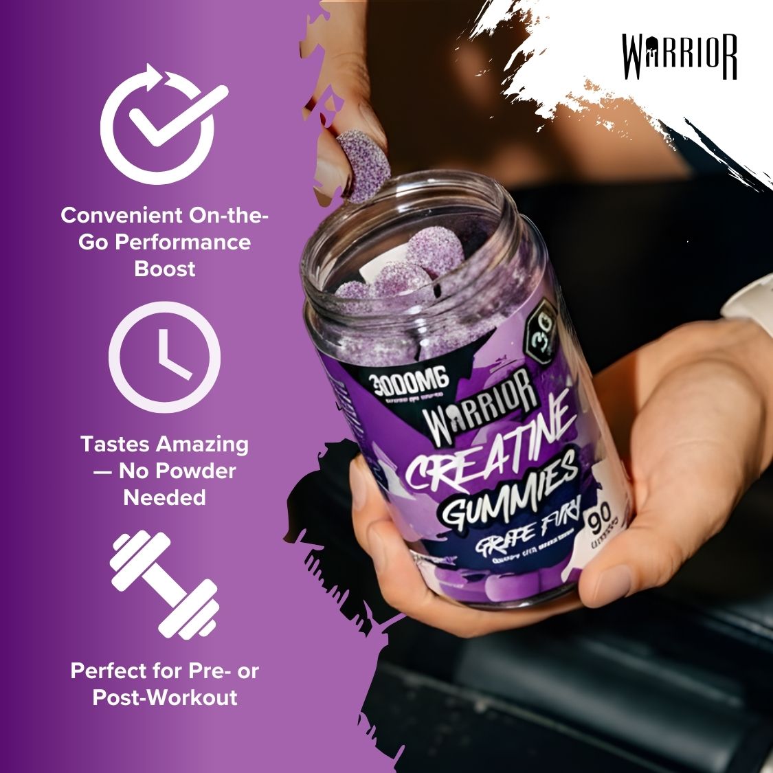 Warrior Creatine Monohydrate Gummies | 90 Gummies | 300mg