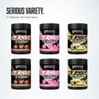 Warrior Serious Protein 500g 6 Pack, Mix: six 500g tubs, two each of Chocolate, Strawberry and Vanilla Milkshake
