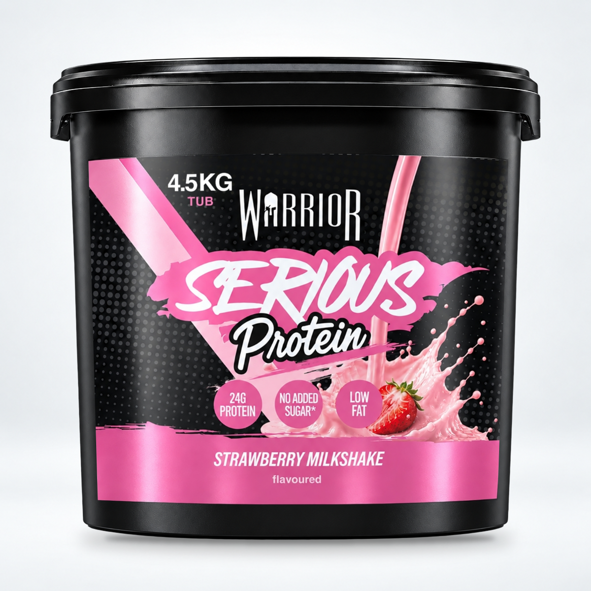 Warrior Serious Protein Strawberry Milkshake 4.5kg tub: 24g protein, no added sugar, low fat