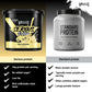 A comparison graphic showing two protein powder tubs side by side with text callouts. On the left is a black tub labeled Warrior Serious Protein in vanilla milkshake flavor, and on the right is a white/silver tub labeled Standard Protein.