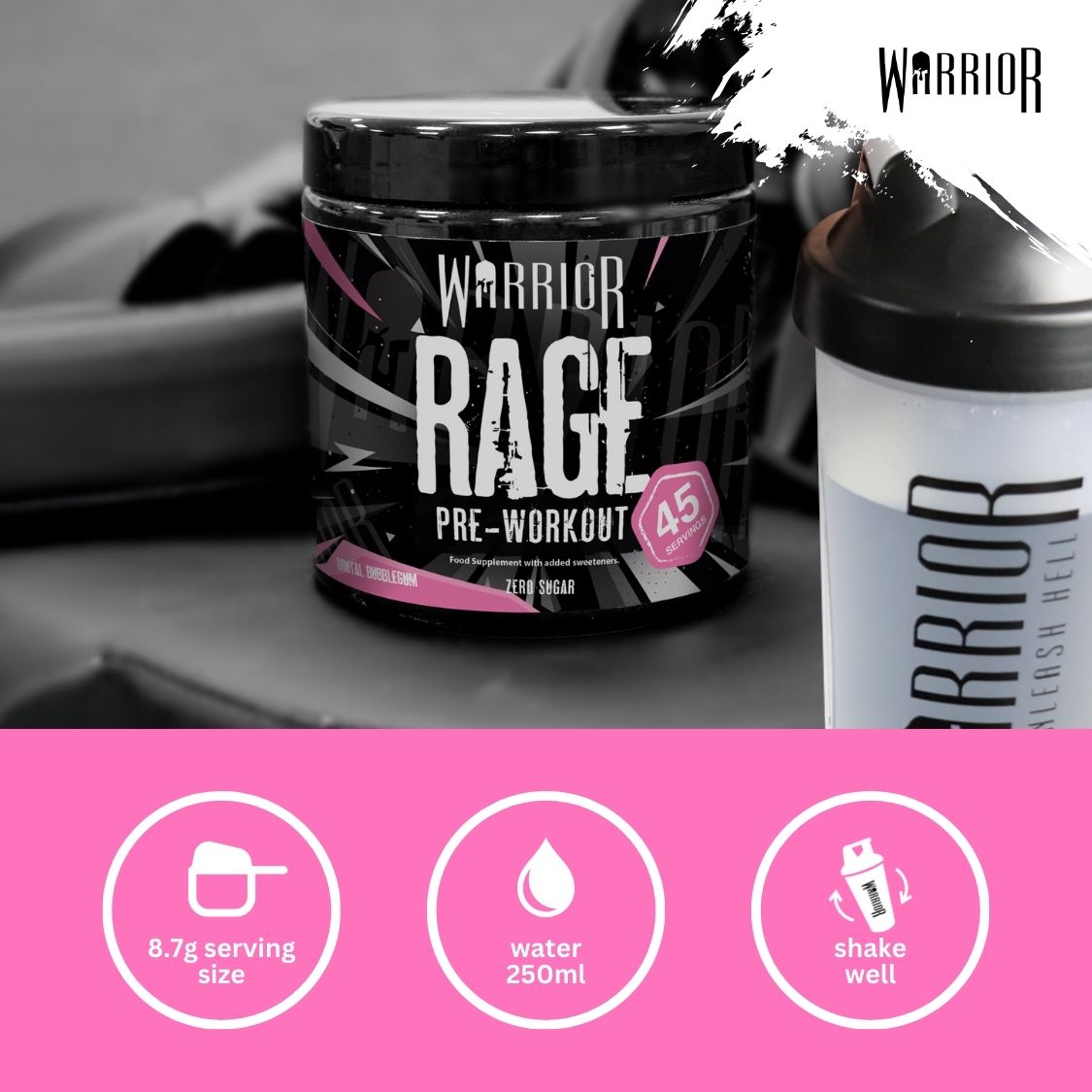 Warrior Rage Pre-Workout Powder - 392g (45 Servings)