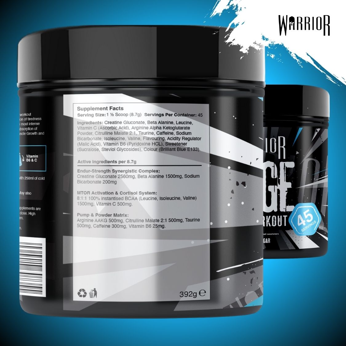 Warrior Rage Pre-Workout Powder - 392g (45 Servings)