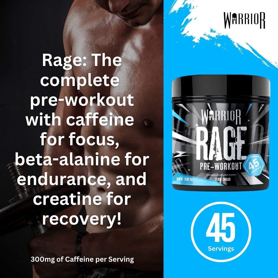 Warrior Rage Pre-Workout Powder - 392g (45 Servings)