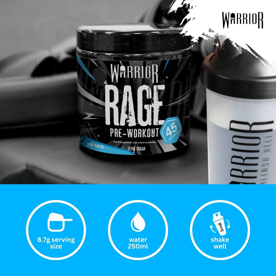 Warrior Rage Pre-Workout Powder - 392g (45 Servings)