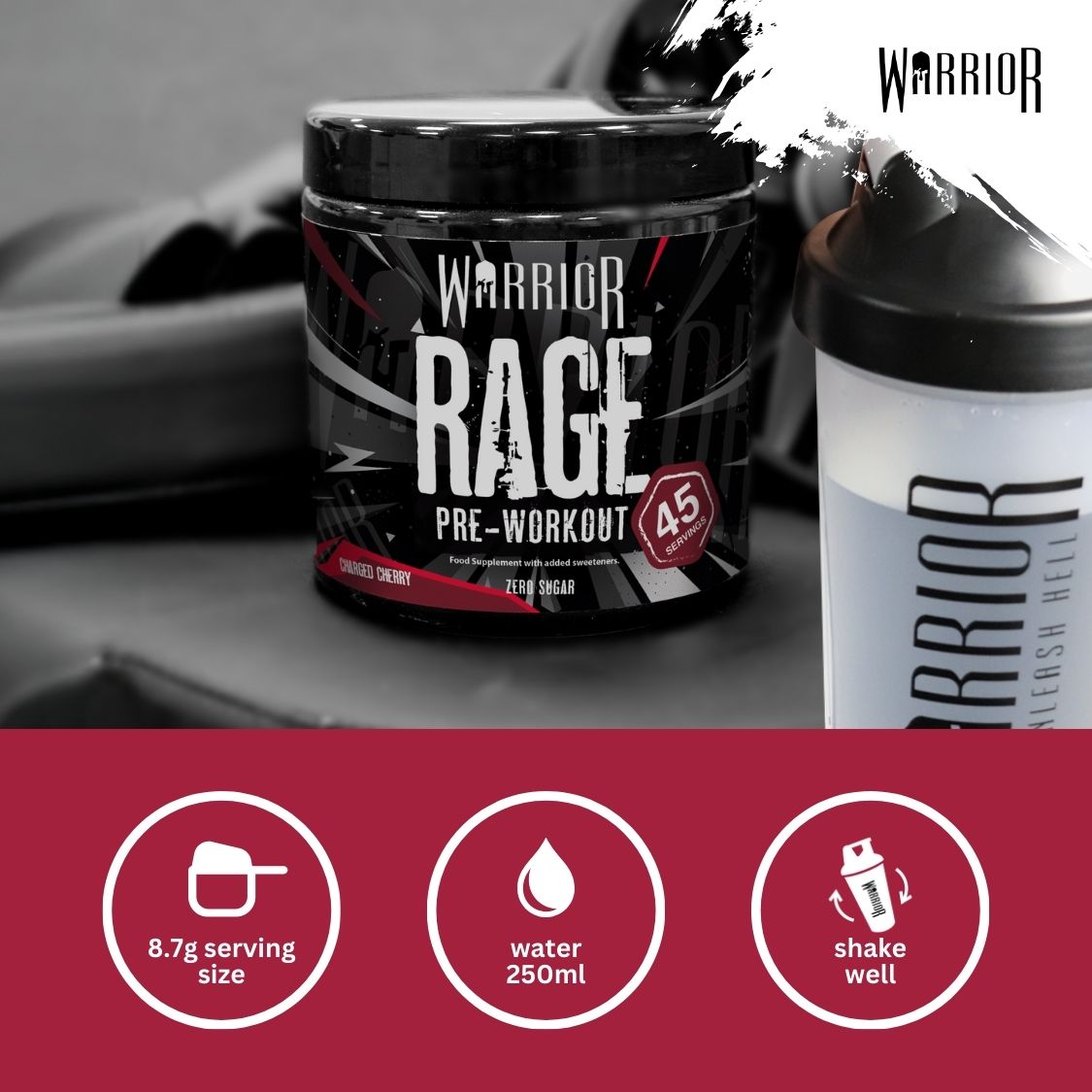 Warrior Rage Pre-Workout Powder - 392g (45 Servings)