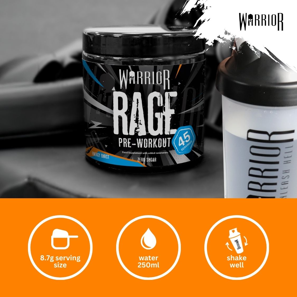 Warrior Rage Pre-Workout Powder - 392g (45 Servings)