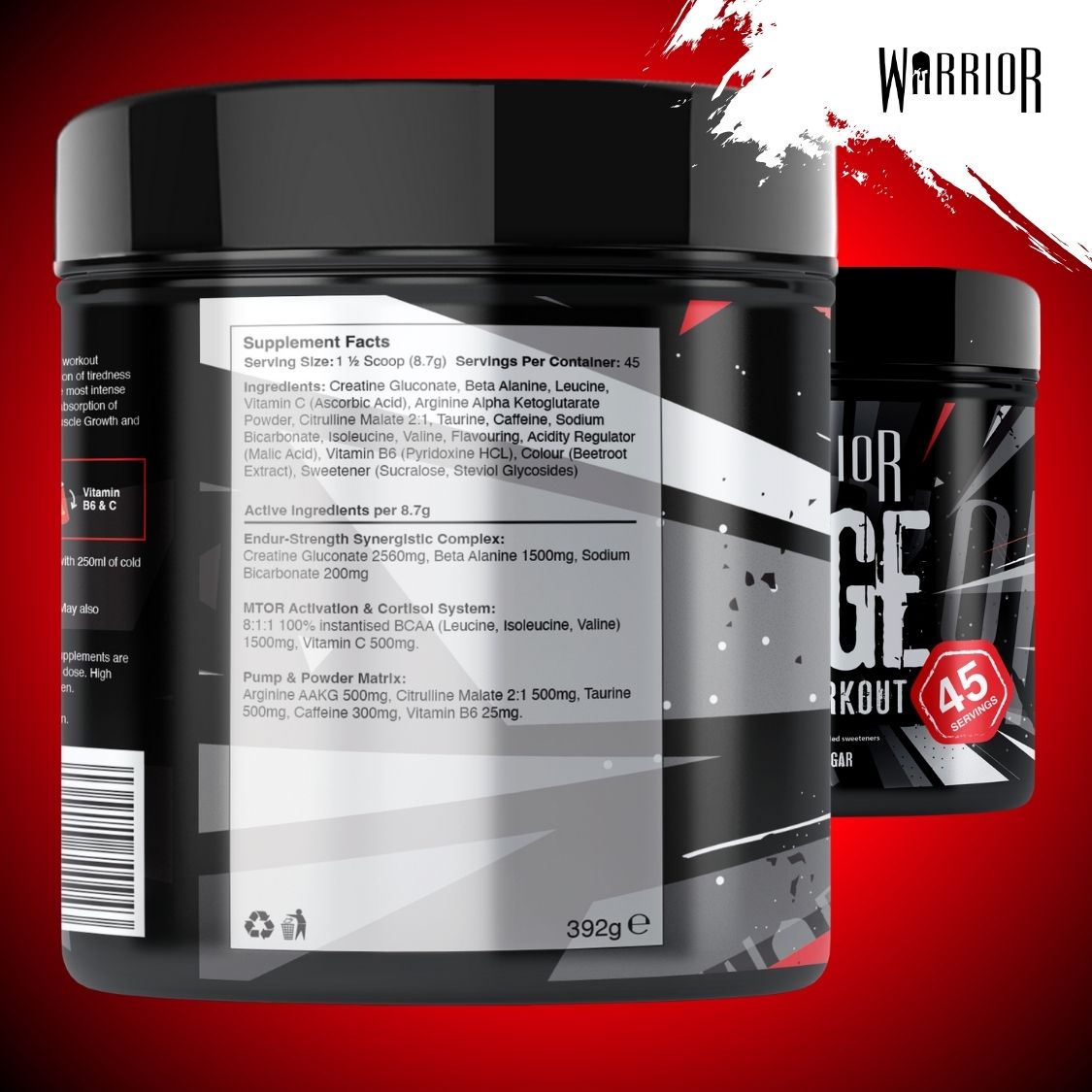 Warrior Rage Pre-Workout Powder - 392g (45 Servings)