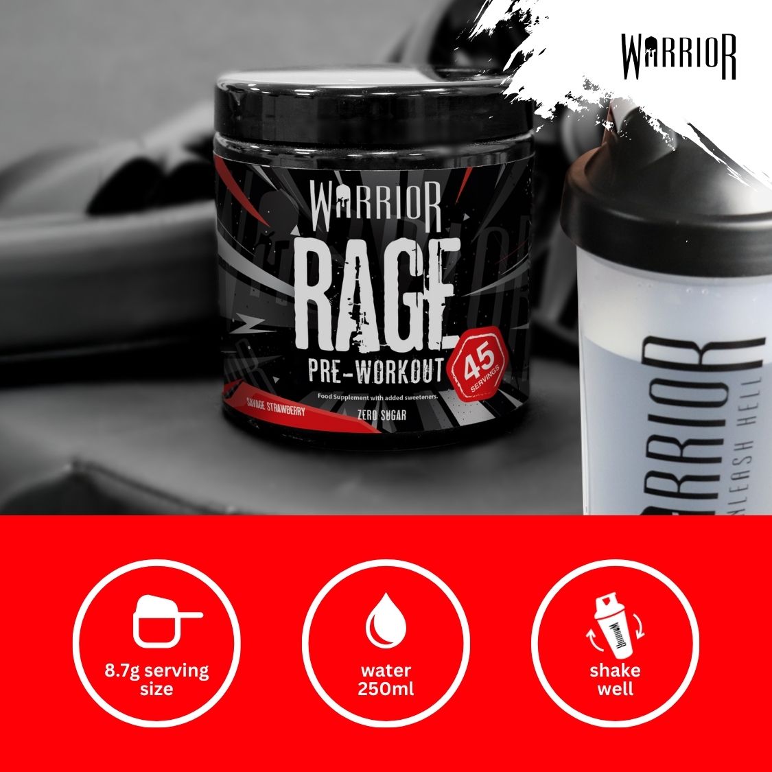 Warrior Rage Pre-Workout Powder - 392g (45 Servings)