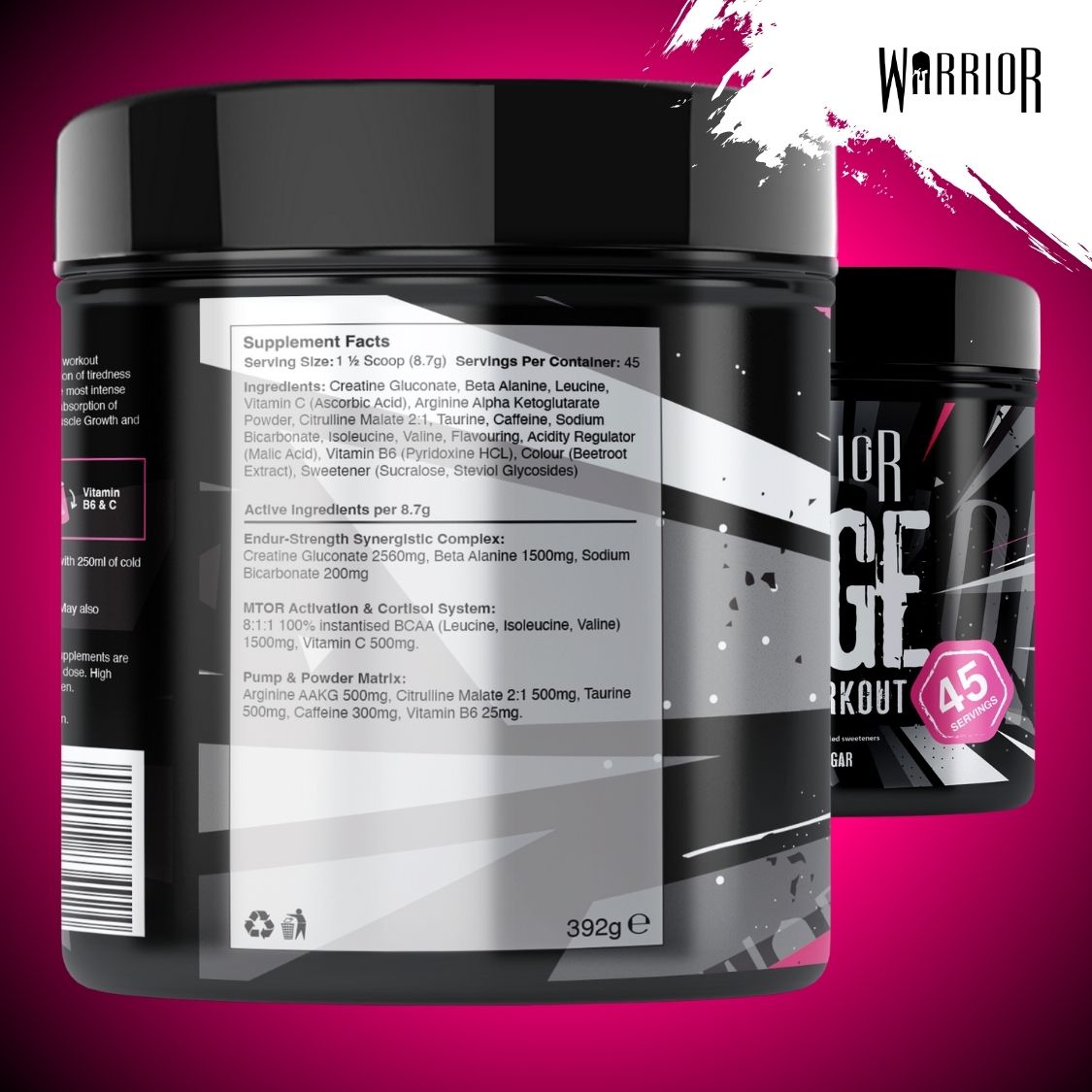 Warrior Rage Pre-Workout Powder - 392g (45 Servings)