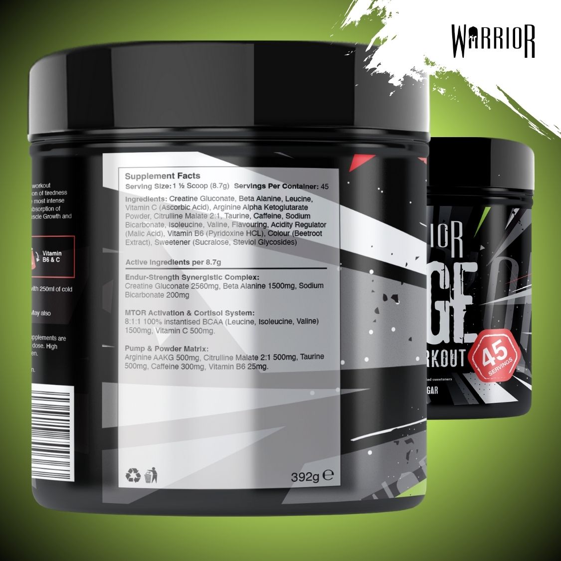 Warrior Rage Pre-Workout Powder - 392g (45 Servings)