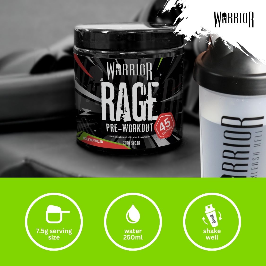 Warrior Rage Pre-Workout Powder - 392g (45 Servings)
