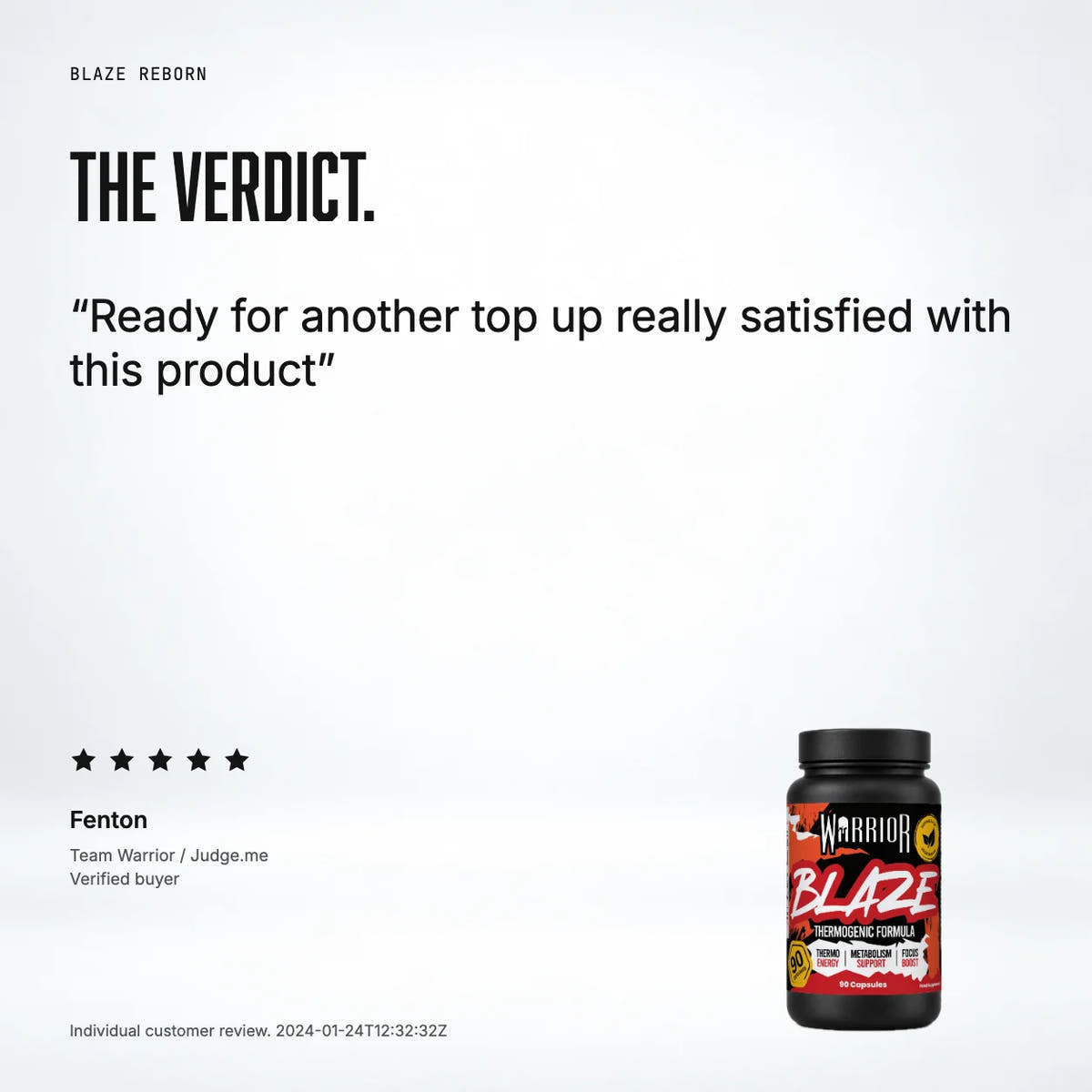 Warrior Blaze Reborn Fat Burner – 90 Capsules: customer review