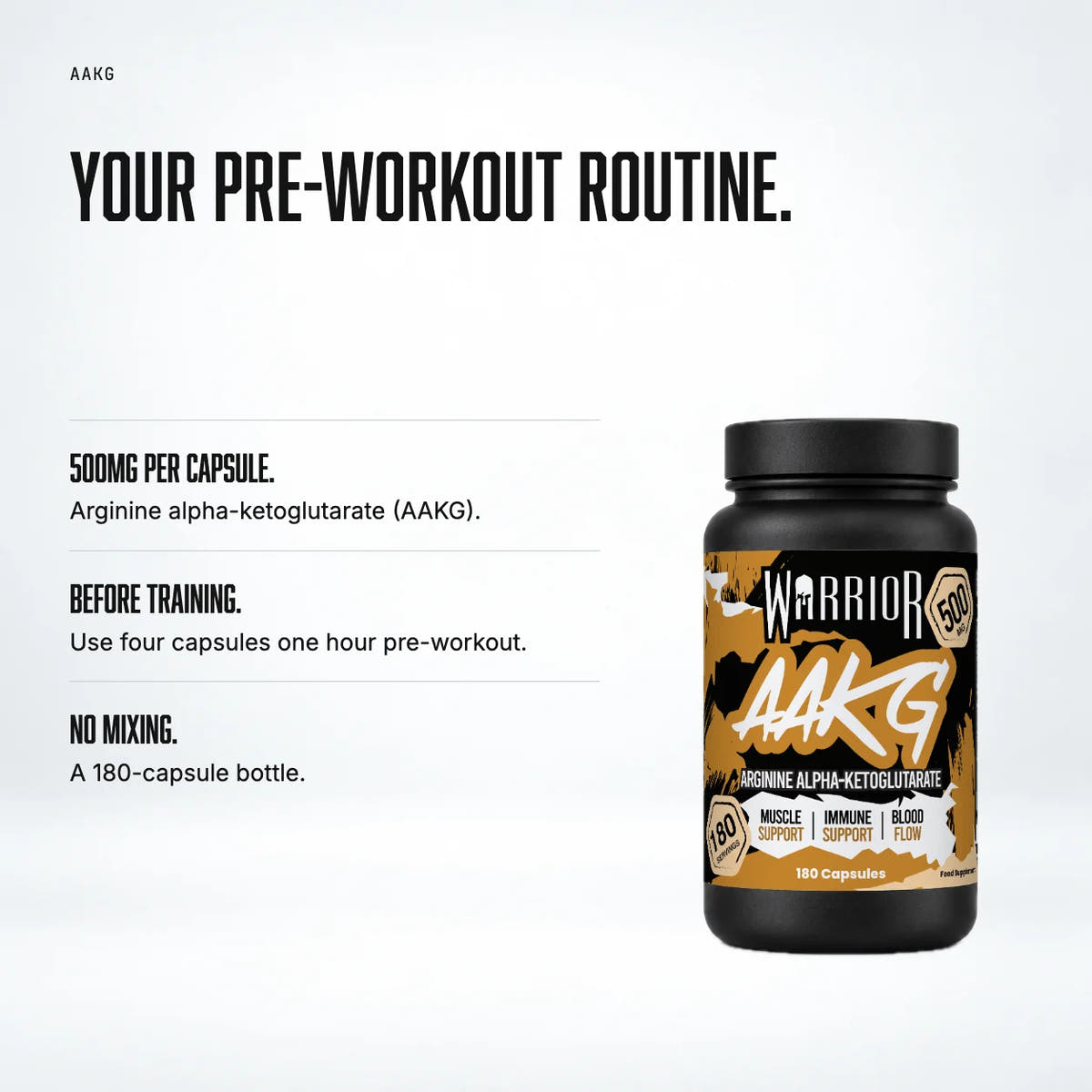 Warrior AAKG 2000mg – 180 Capsules: benefits