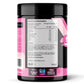 Back label of Warrior Serious Protein tub, Strawberry Milkshake flavour, showing the nutrition information panel — 365 kcal, 0.9g fat, 9.1g carbs, 24g protein per 30g serving (16 servings per 500g container) — plus ingredients list (soy protein isolate, skimmed milk powder, glutamine peptides, casein, beetroot colour, sweetener) and allergen information.
