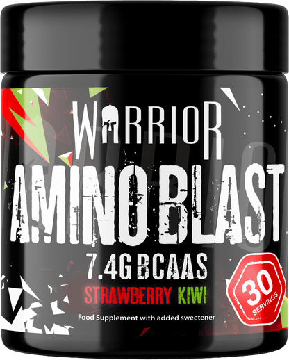 Warrior Amino Blast BCAA + energy powder tub – Strawberry Kiwi flavour