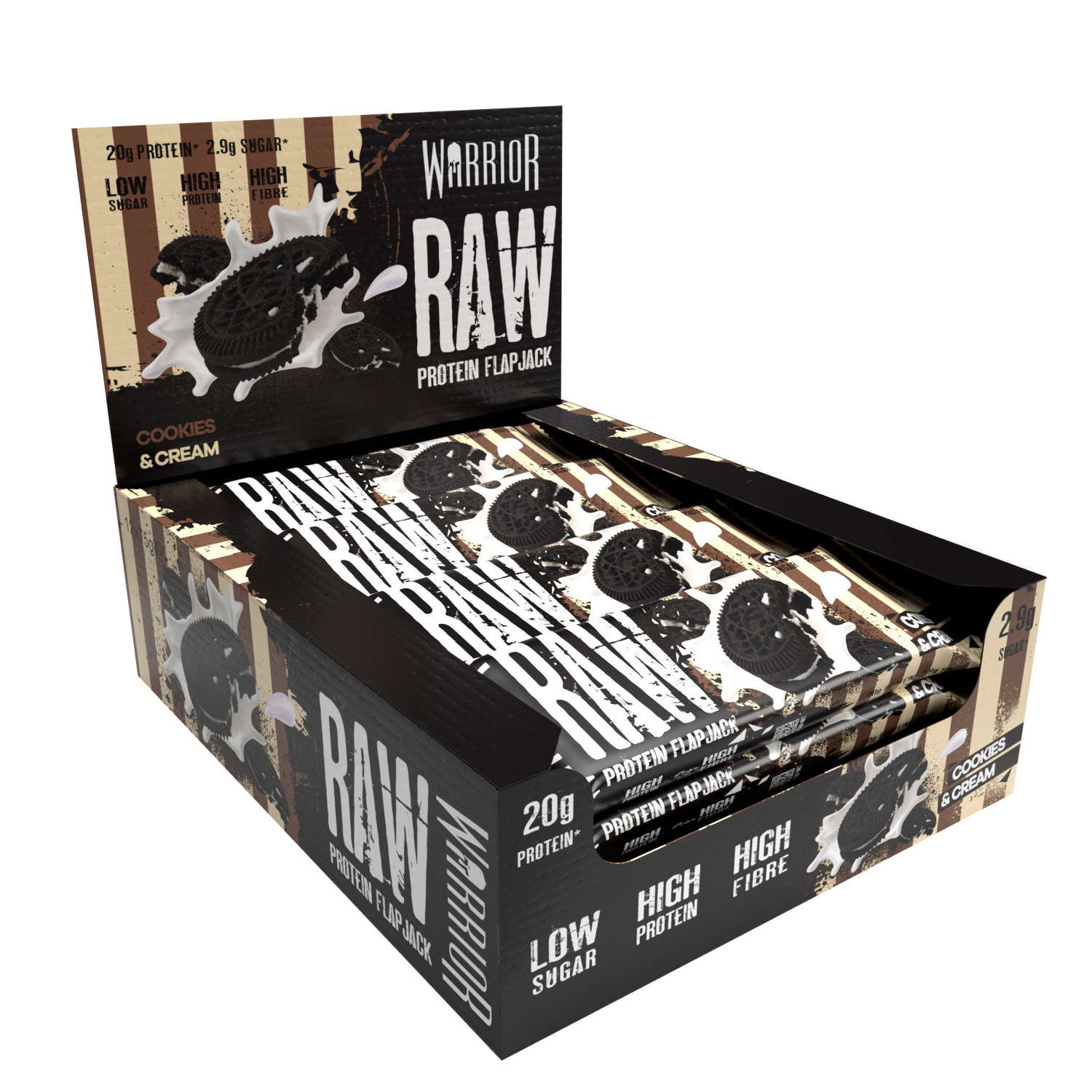 Warrior RAW Protein Flapjack - 12 Bars - Cookies & Cream