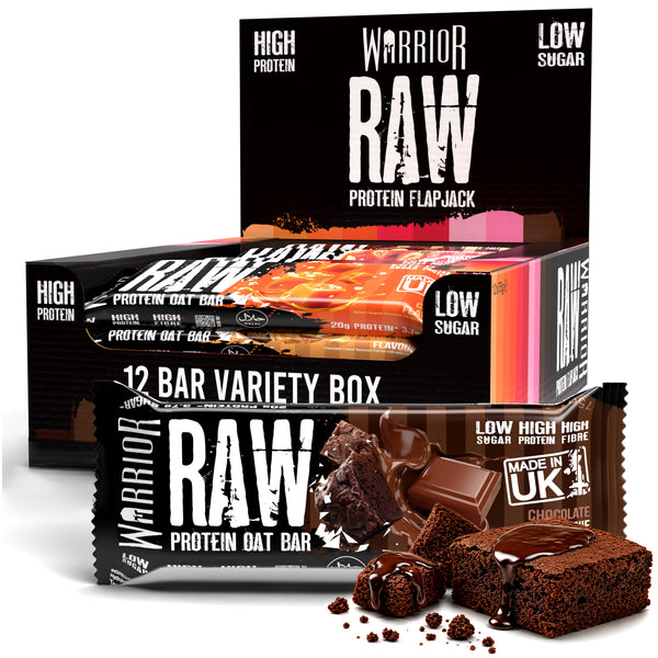 Warrior RAW Protein Bar - 12 x 75g Bars - 20g protein, oven baked