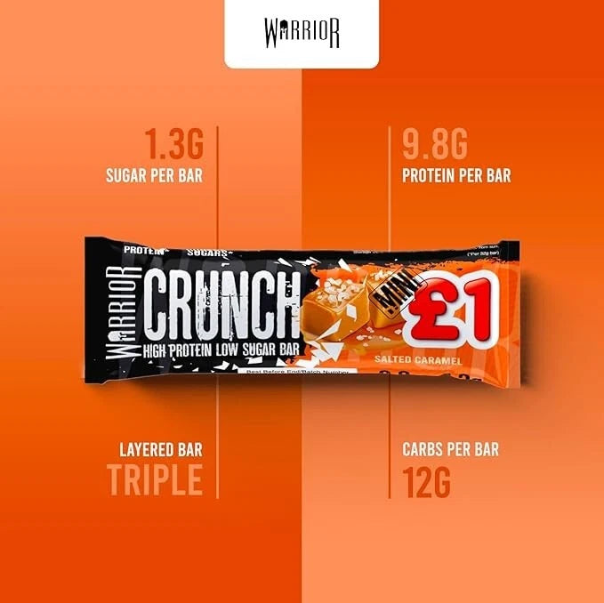 Warrior Crunch Mini 24x Protein Bars - Low Sugar, Low Carb, Low Calorie