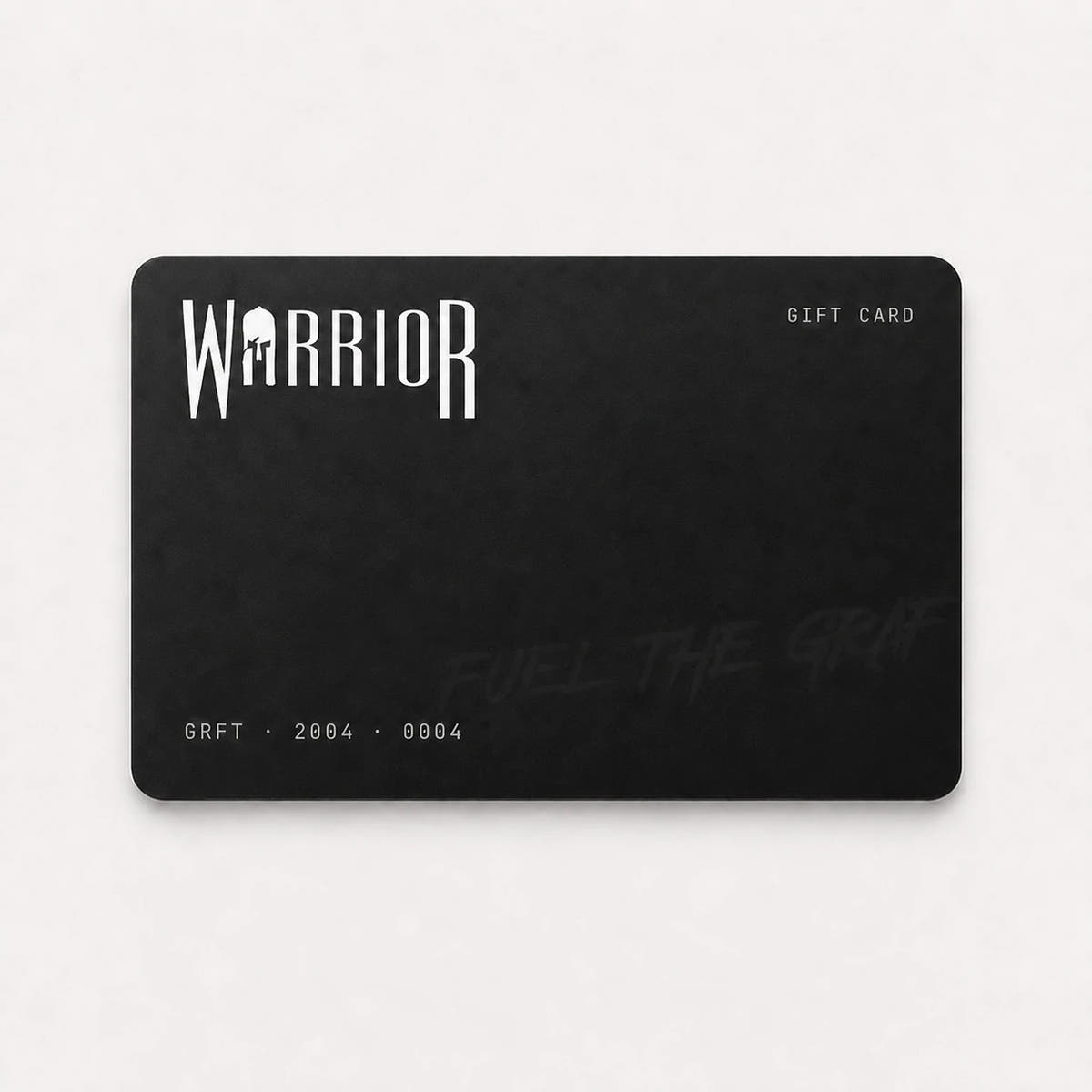 Warrior gift card, matte black with white Warrior wordmark