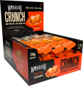 Warrior Crunch Salted Caramel flavour bar box, 31% milk chocolate coating with 20g protein and 2.3g sugars per bar