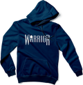 Warrior Hoodie in Navy, flat lay front view with White Warrior logo on chest
